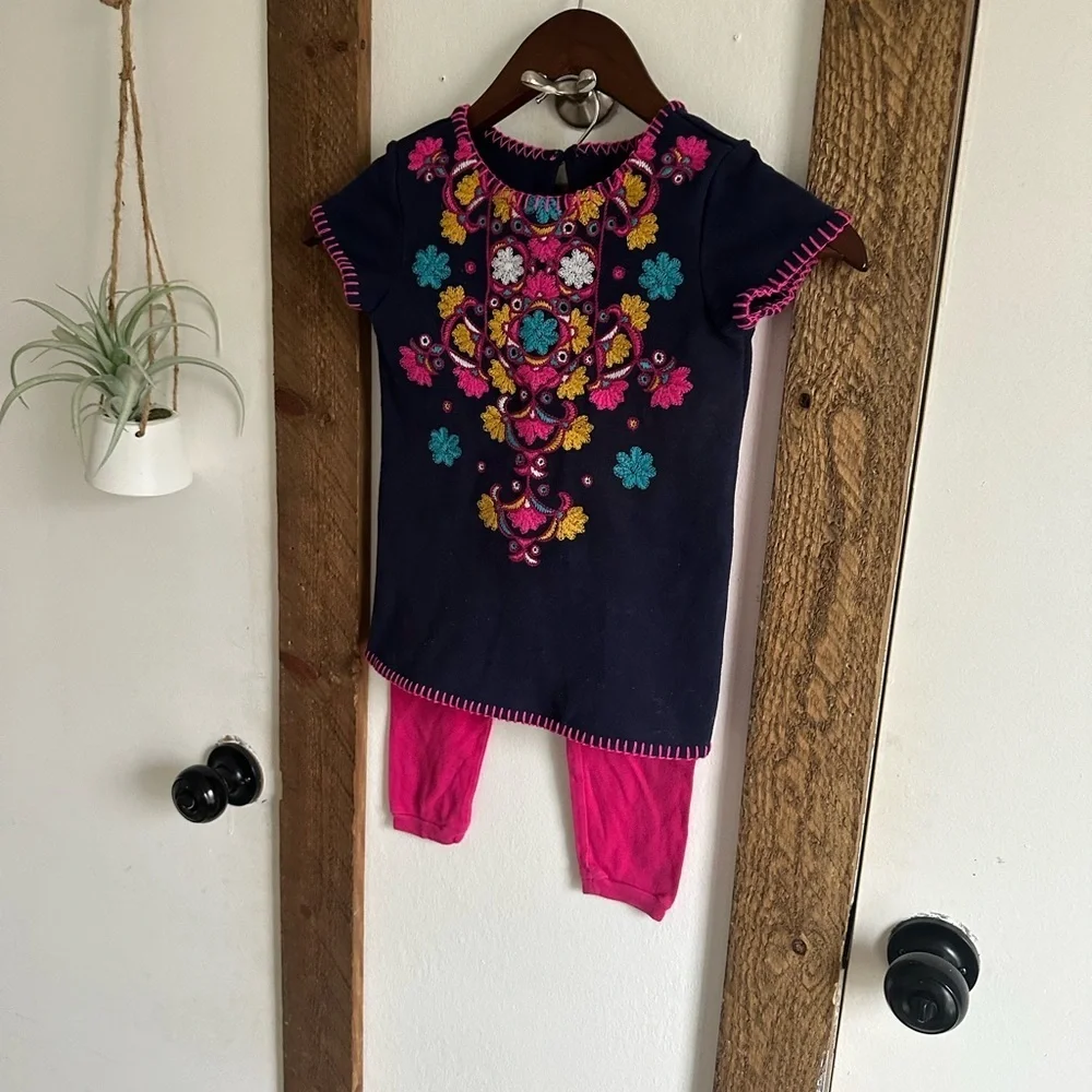Osh Kosh Genuine Kid Embroidered Tunic Dress + Carter’s Bottoms Girl 4T Boho